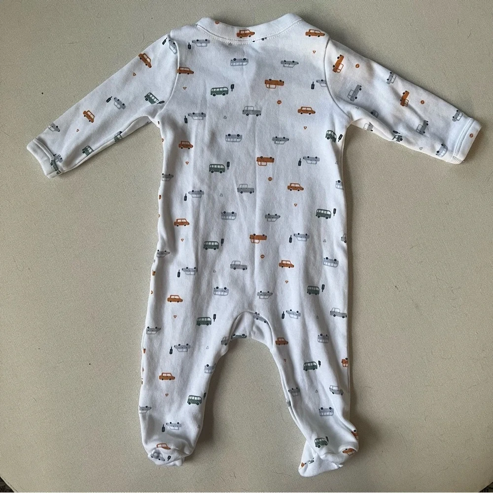 Nordstrom Baby White Baby One Piece with Vehicle Print Newborn